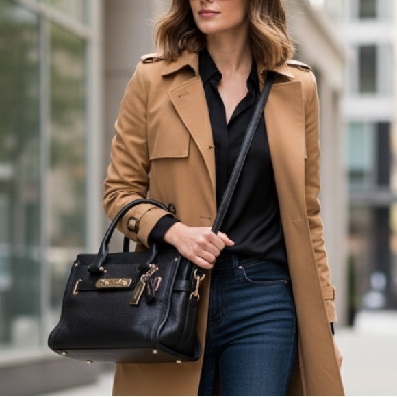 Coach Handbags - Coach Swagger 27 in Black Pebbled Leather – Gold Hardware